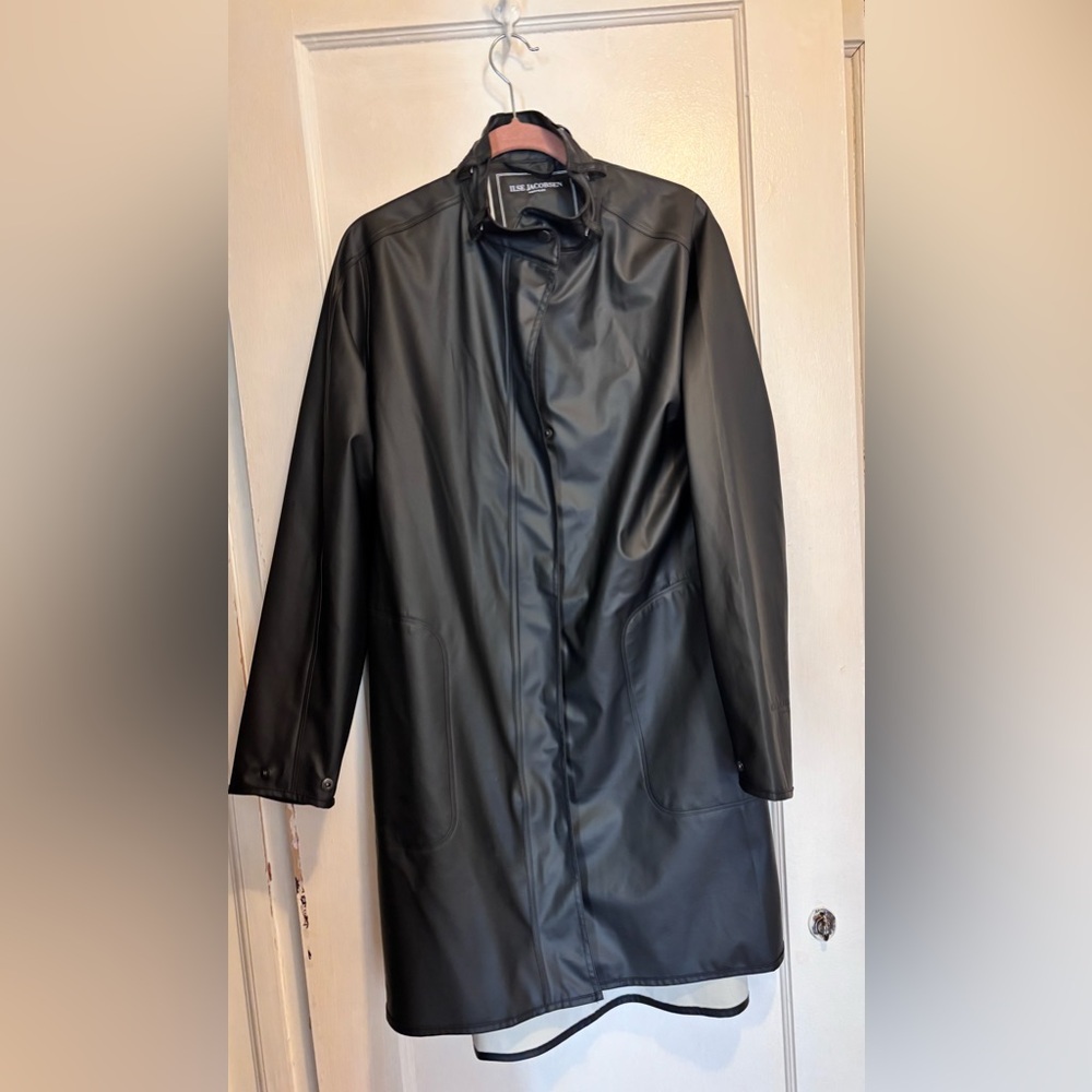 Ilse Jacobsen Black Raincoat Size 6 No Hood Lightweight Jacket